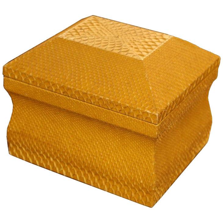 Lemon Yellow Python Skin Jewelry Box by Karl Springer