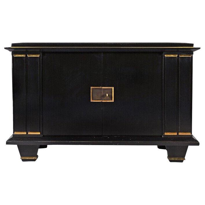 Jacques Adnet French Art Deco Sideboard With Gilt Bronze Mounts