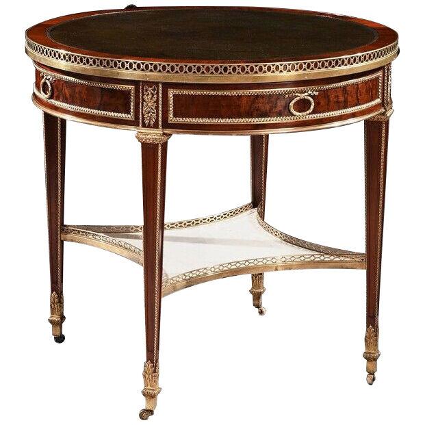 Gervais Durand C19th Mahogany and Gilt Bronze Gueridon Bouillotte Table