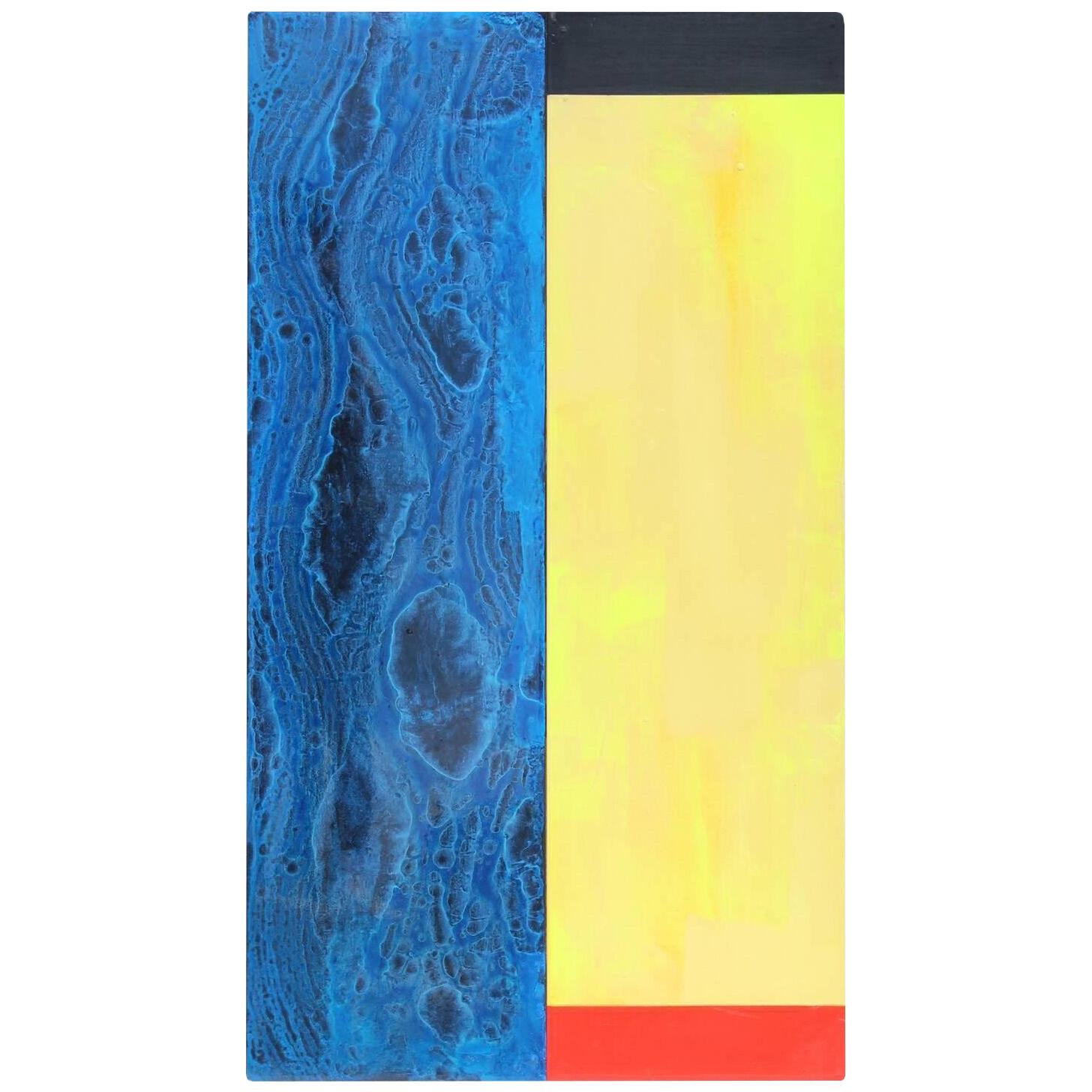 Michael Hollis Contemporary Minimal Blue and Yellow Abstract Painting 2007