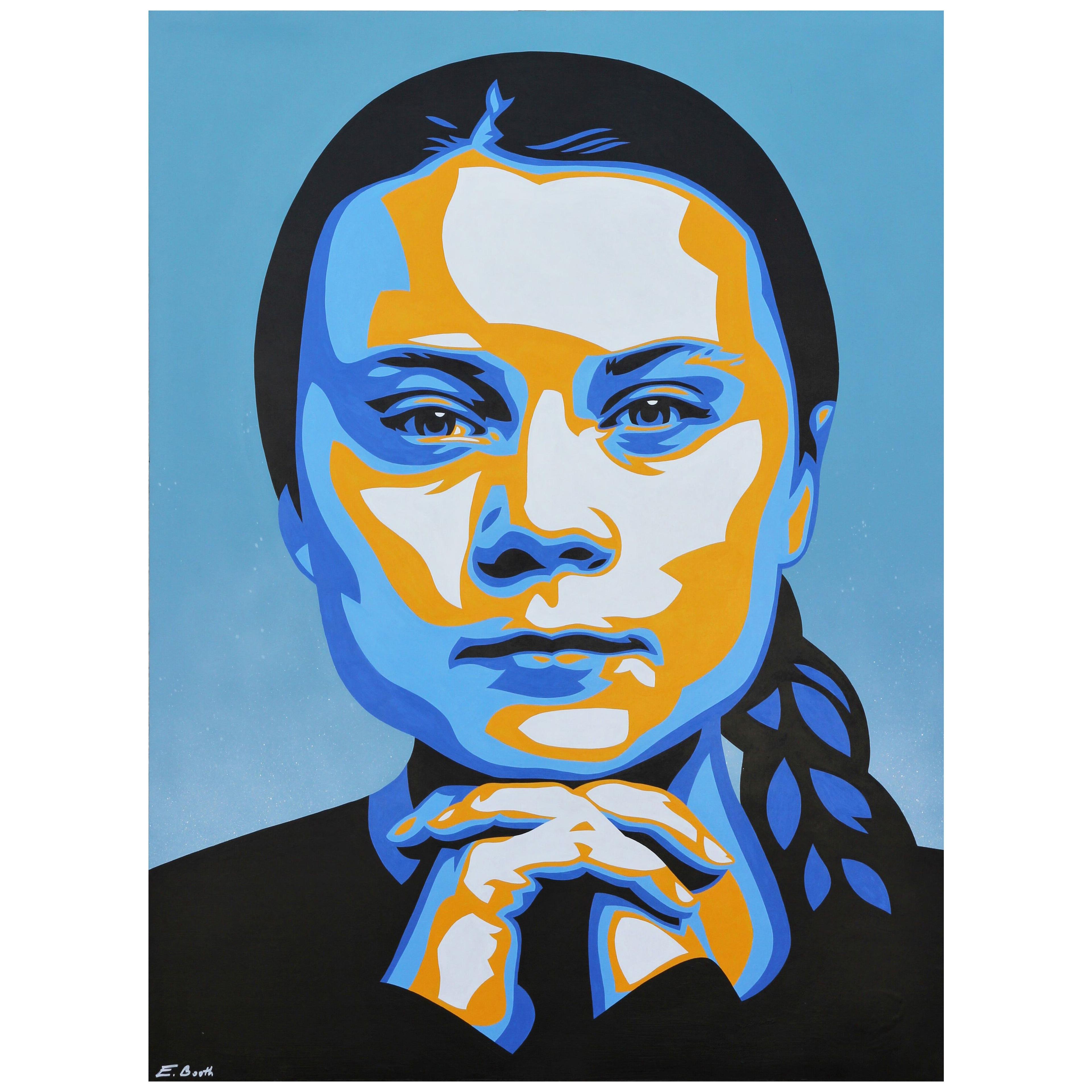 Greta Thunberg “Greta” Blue, Yellow, and Black Abstract Contemporary Portrait	