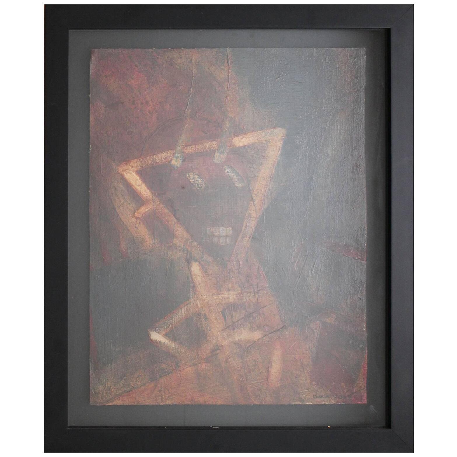 Dan Allison Red and Yellow Triangular Abstract Painting 2004