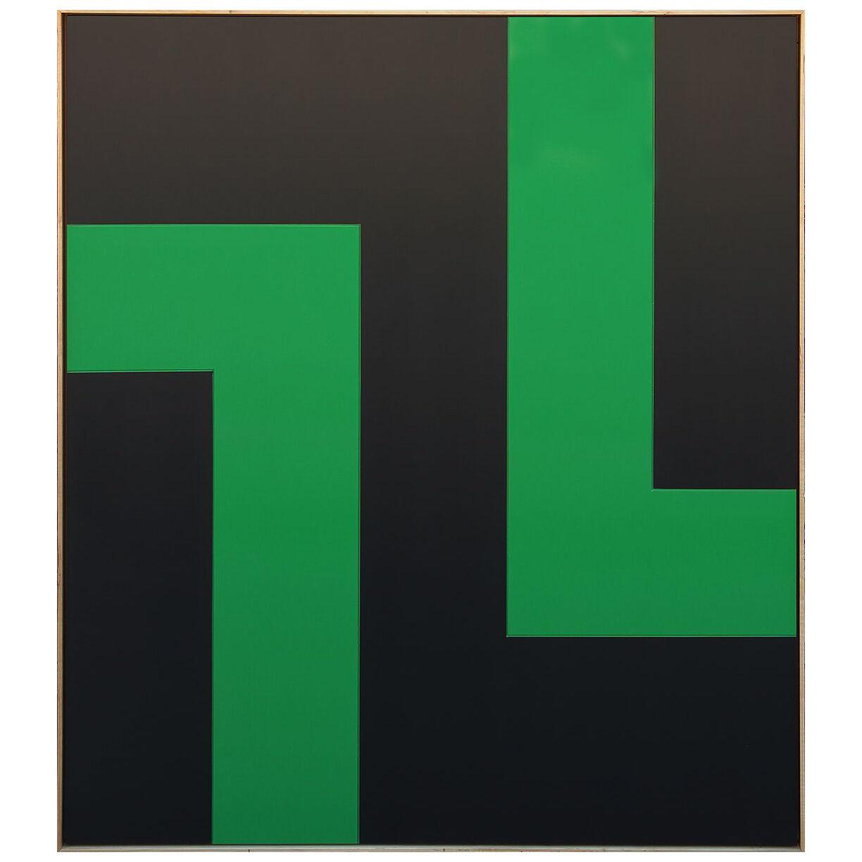 “RAD Two” Green and Black Abstract Geometric Mixed Media by Matthew Reeves