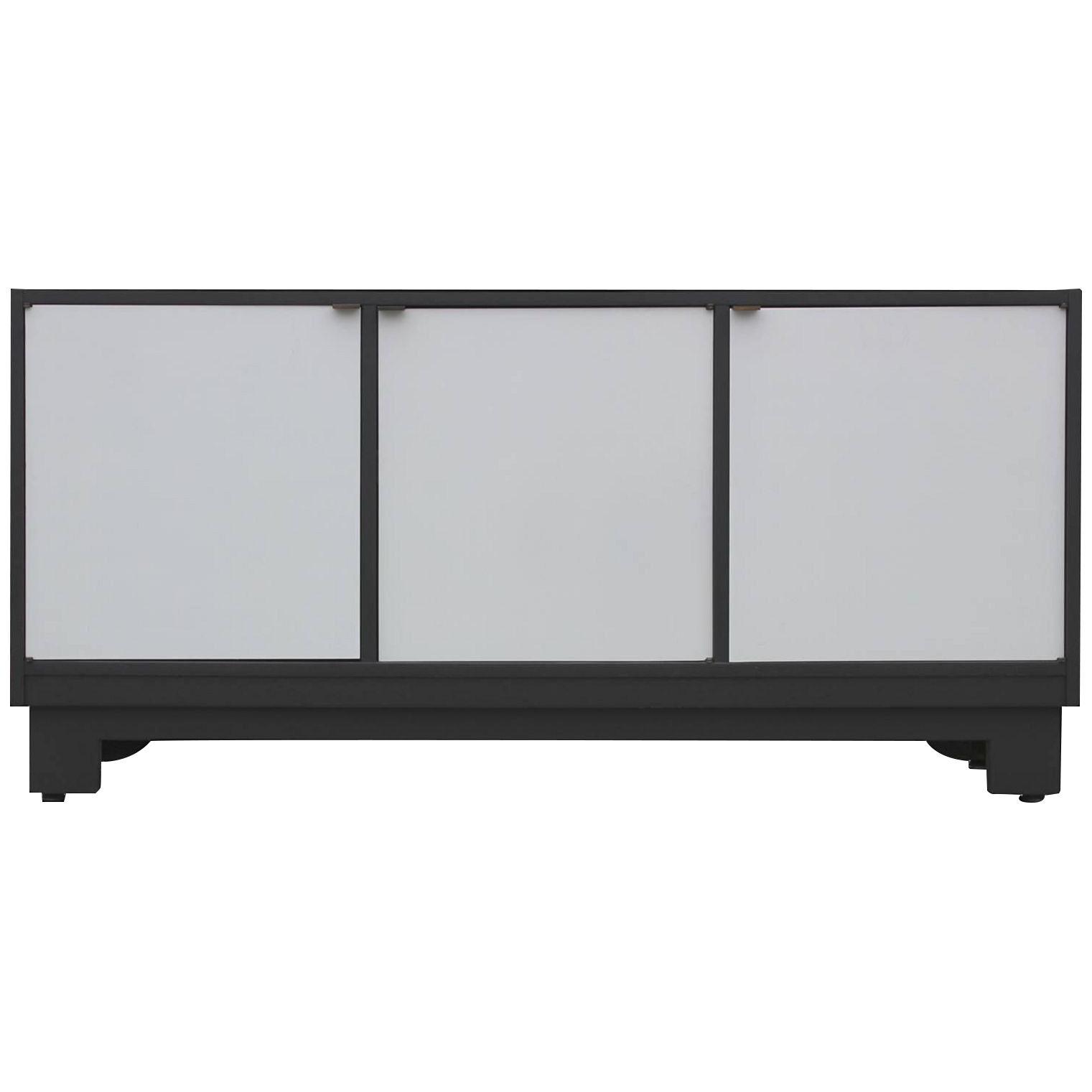 Mid-Century Modern Clean Lined Black and Grey Cabinet or Sideboard