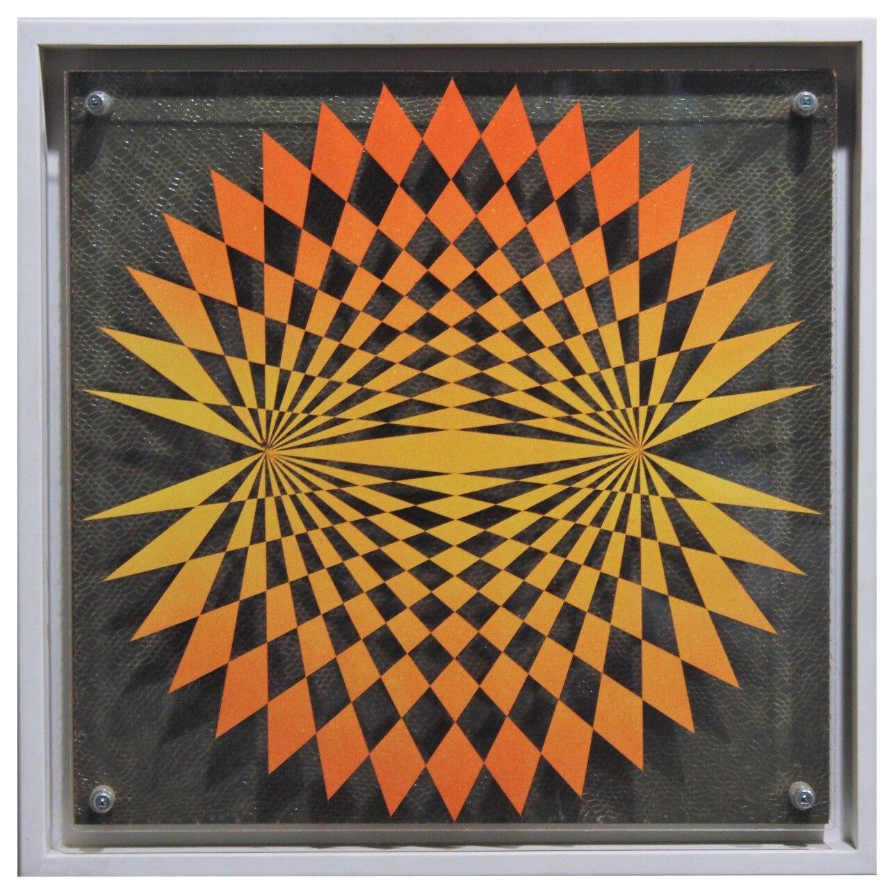 Orange Geometric Pop Art on Acrylic