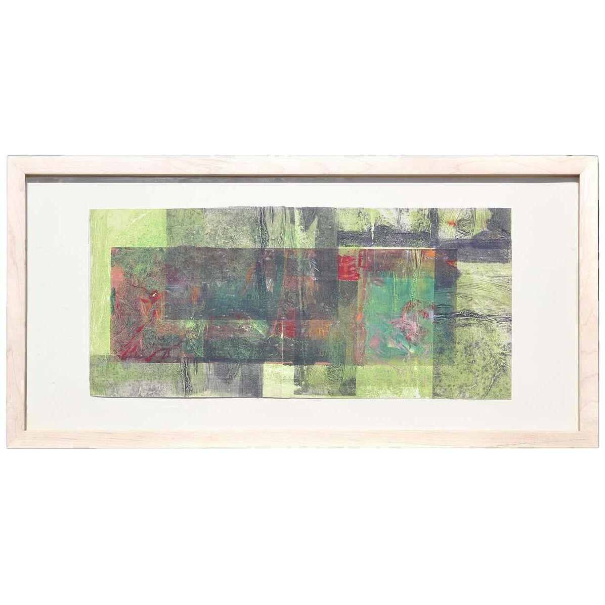 20th C "Untitled R43 0387" Abstract Mixed-Media Painting by R. Blasser, Framed
