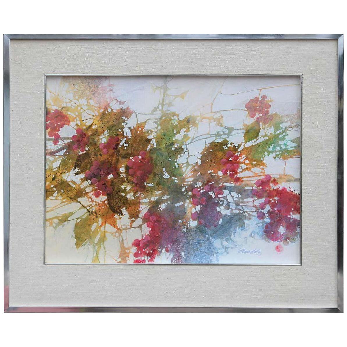 1970s Abstract Colorful Acrylic Painting by Maureen Brouillette, Framed