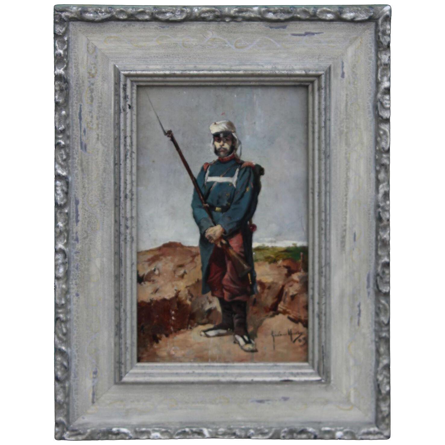 Francisco Garcia Marco Portrait of a French Zouave Soldier Oil Painting 1883