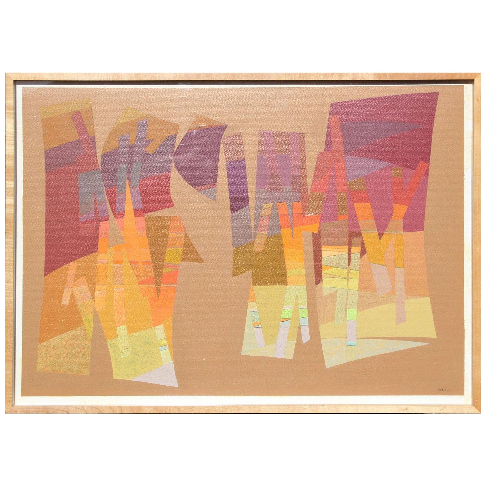 “Cotopaxi” Colorful Warm Toned Geometric Abstract Painting