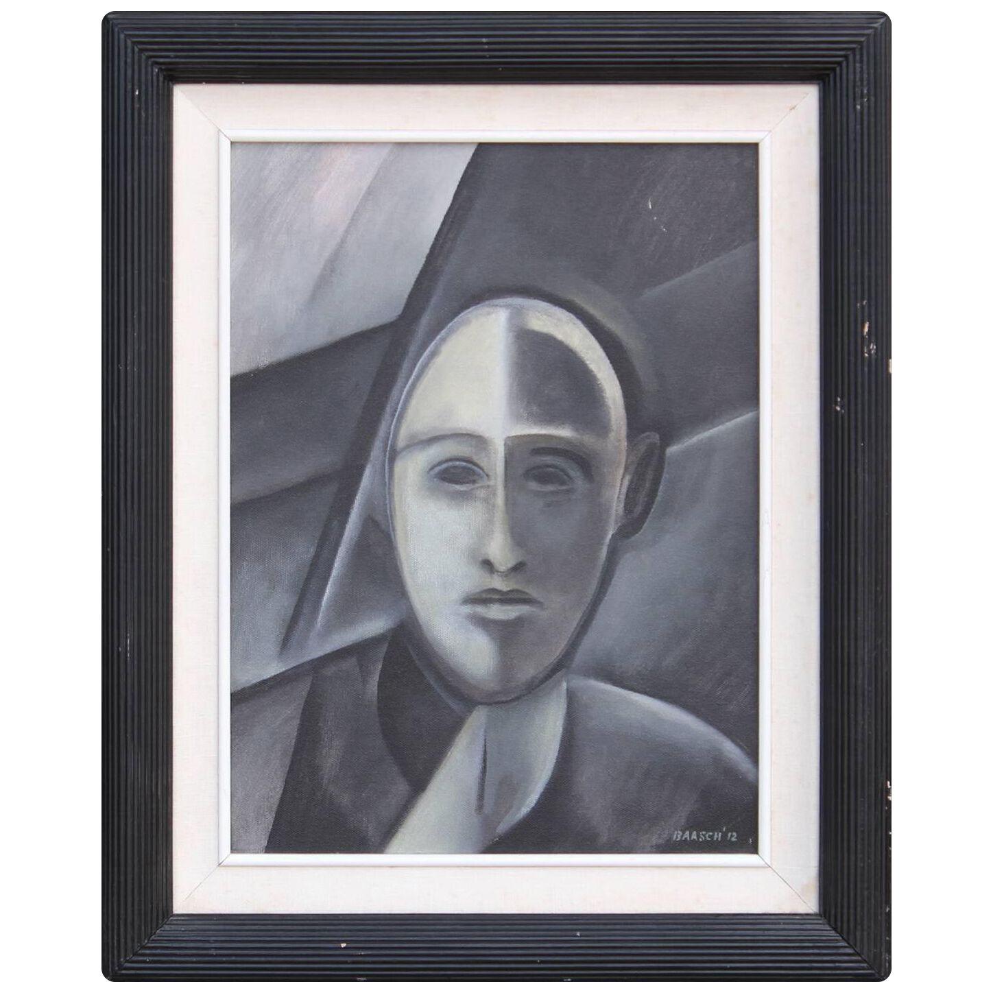 "Portrait of a Man" Grey Toned Cubist Portrait 2010s
