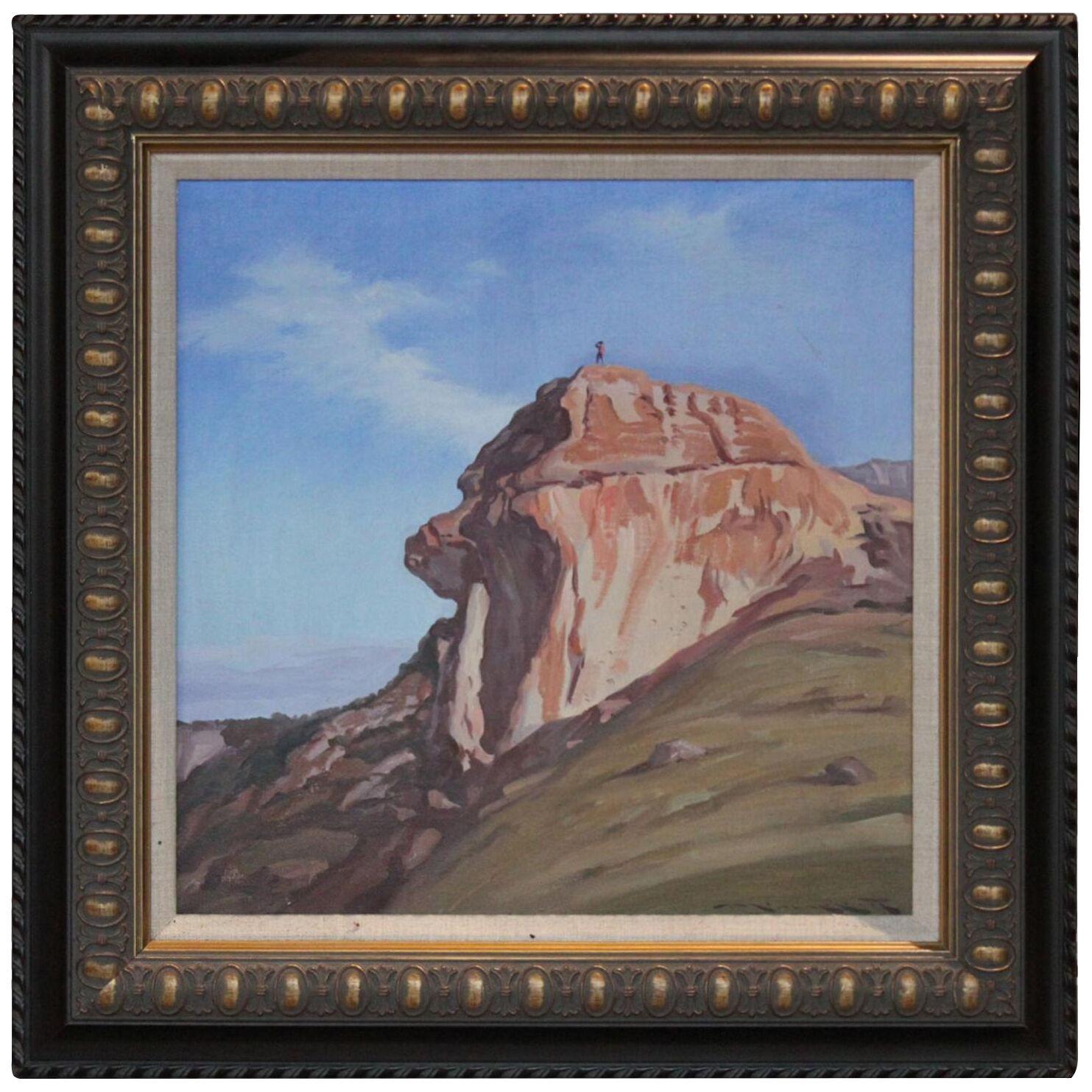 Mid 20th Century Modern Landscape of Dessert with Rock Formation