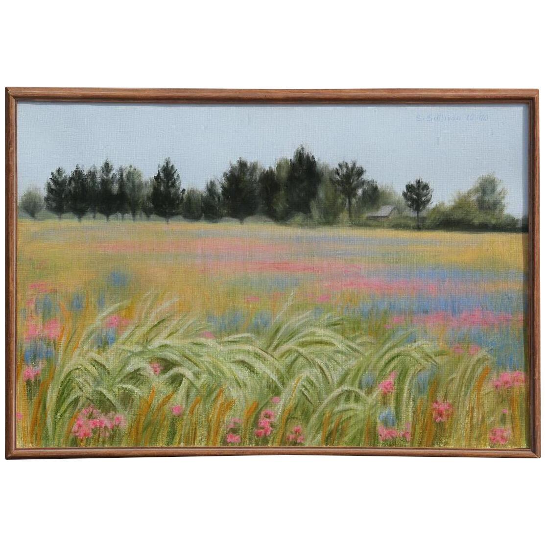 Stella Sullivan "Cedars with Phlox and Bluebonnets" Landscape Painting