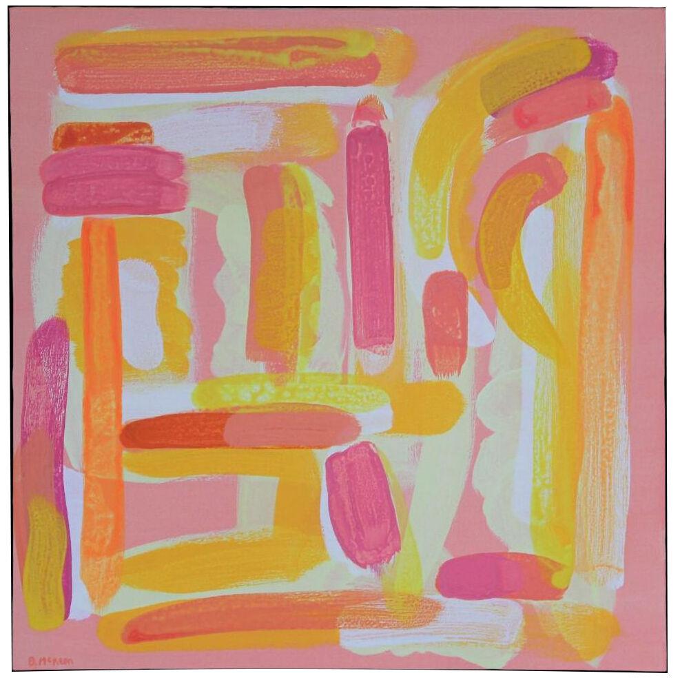 Brendan McKeon "Cuba" Pink Tonal Gestural Abstract Painting 2018