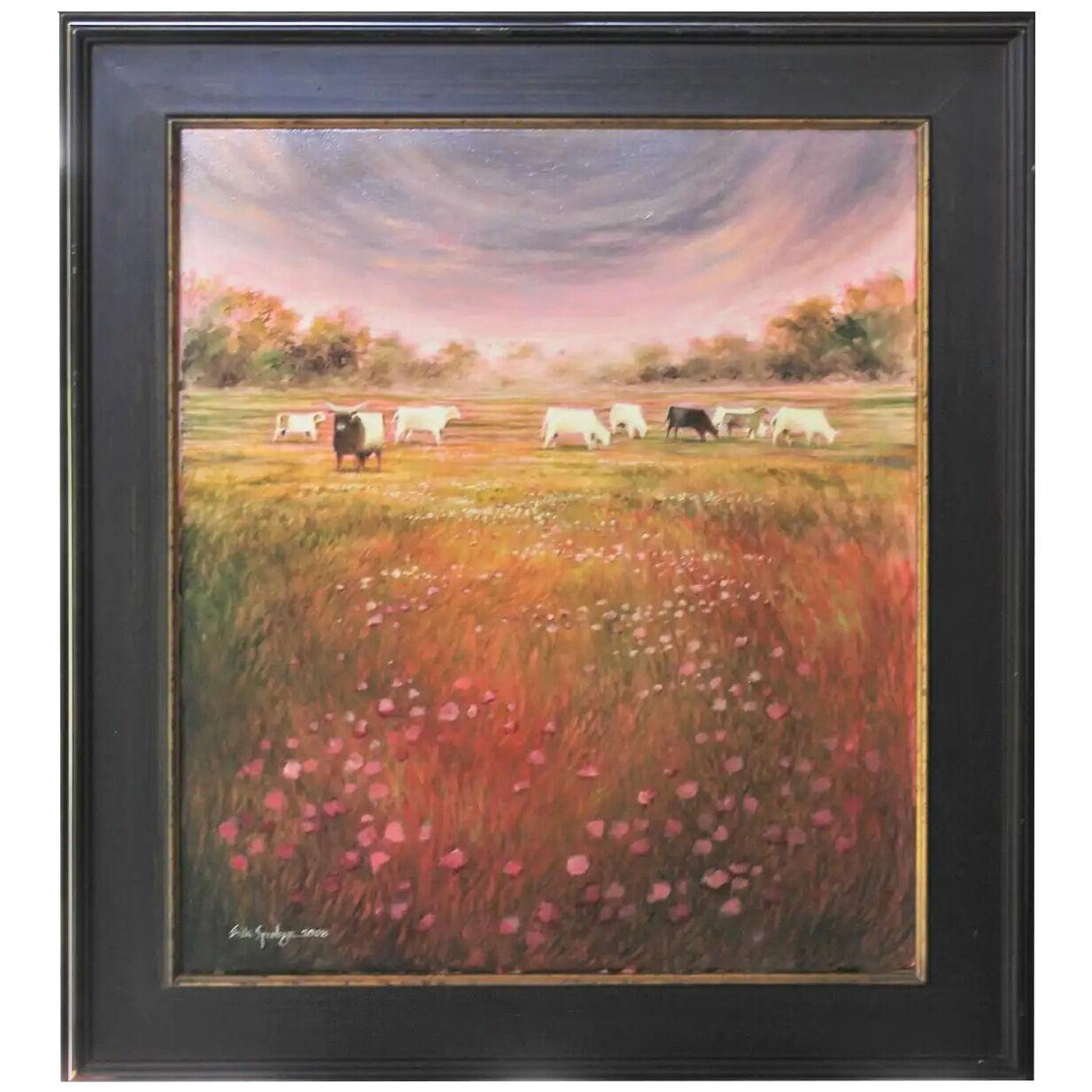 "Buttercups N Cattle" Naturalistic Landscape Painting