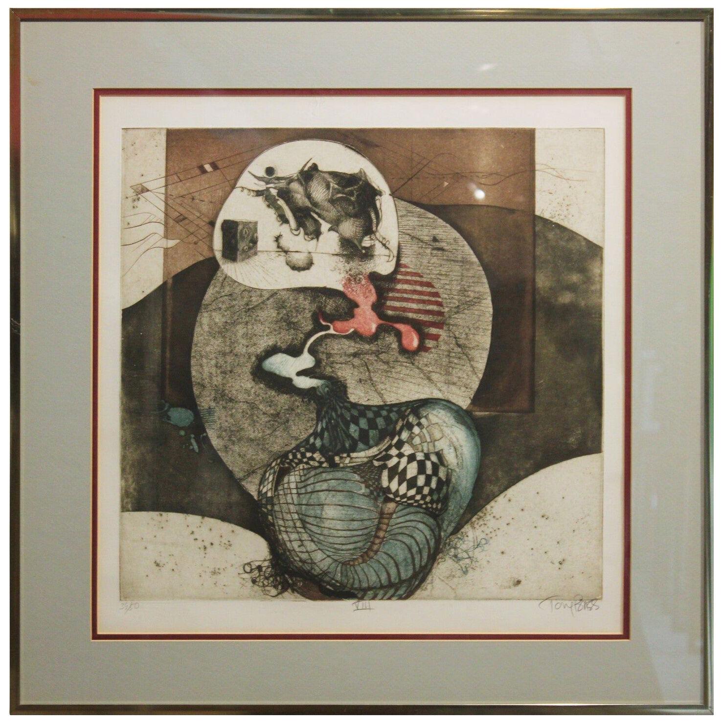 "VIII" Abstract Surrealist Lithograph, Edition 39 of 50
