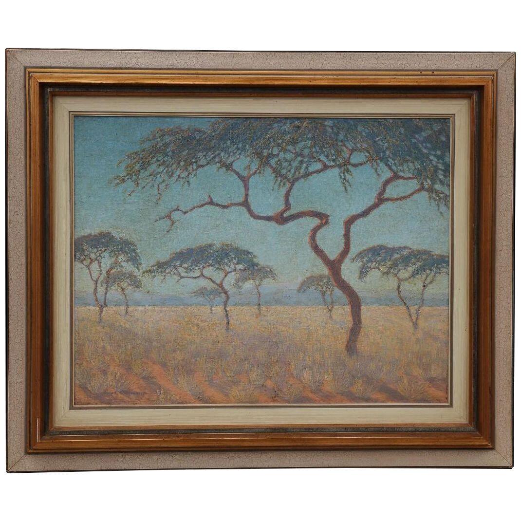 1920s Naturalistic South African Landscape Oil Painting