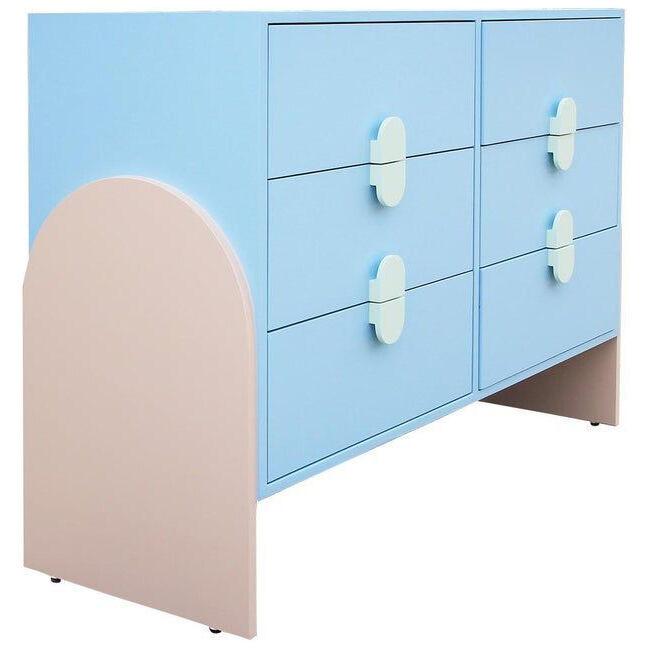 Custom Memphis Style Pastel 6 Drawer Post Modern Dresser / Chest