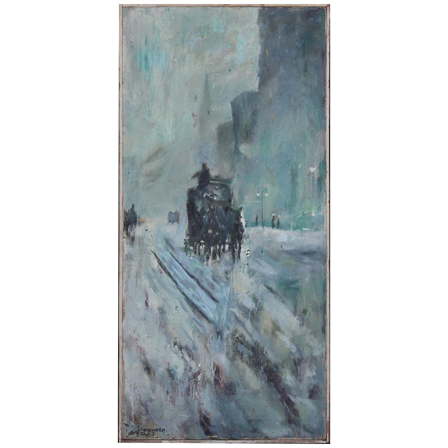 Chester Dixon Snowden 1 Untitled Winter Carriage Scene Impressionist Oil Paintin