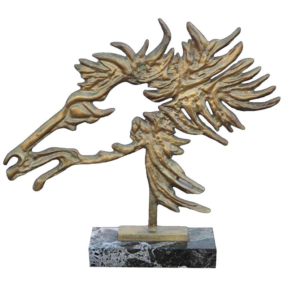 1970s Brutalist "Cheval" Horse Head Sculpture In the Style of Philippe Cheverny