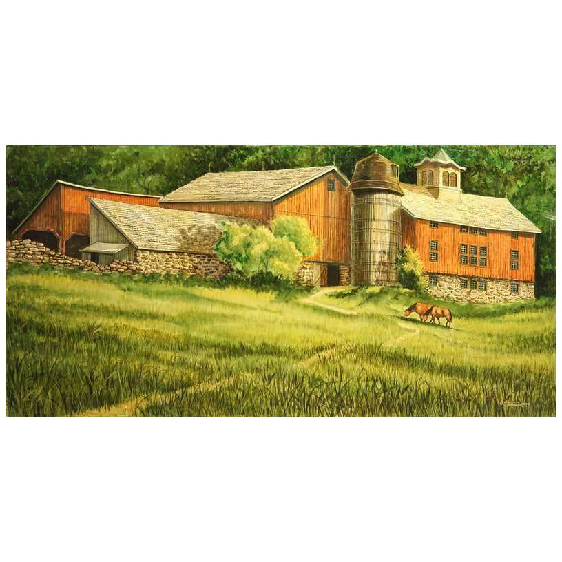 1979 Pastoral Country Landscape Oil Painting byWilliam Robert Stevenson