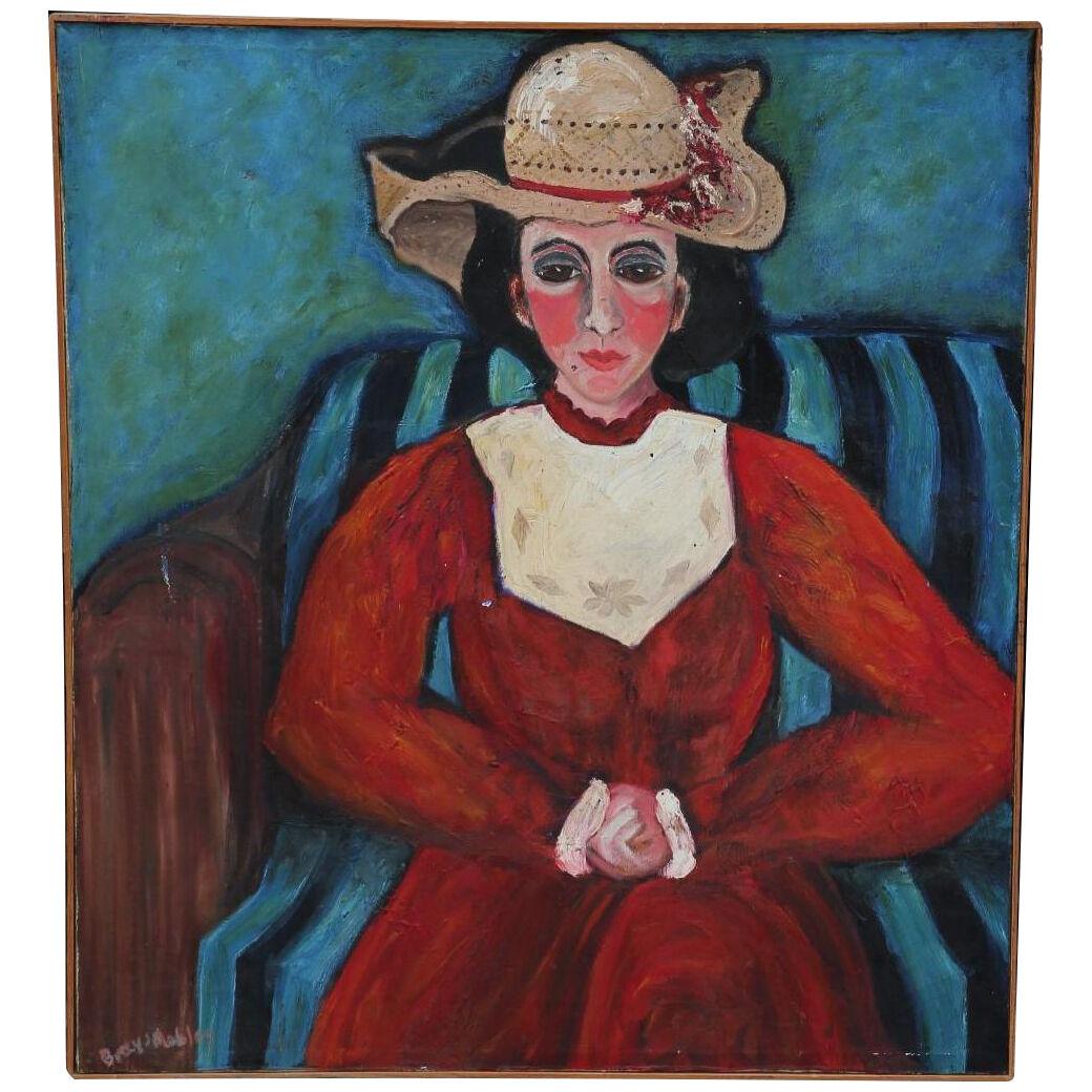 1980s "Easter Hat" Impressionist Portrait of a Woman
