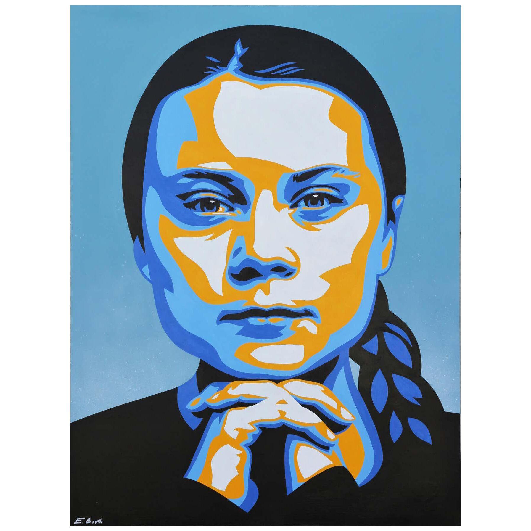 “Greta” Contemporary Abstract Portrait Painting by Ed Booth