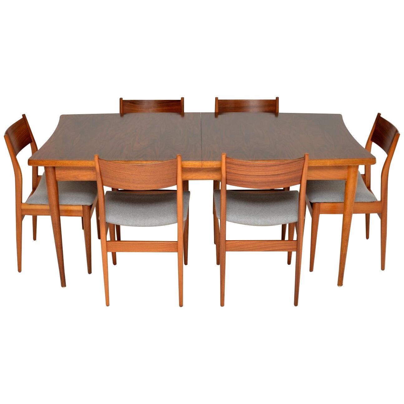 1960's Rosewood & Mahogany Dining Table & Chairs by Uniflex