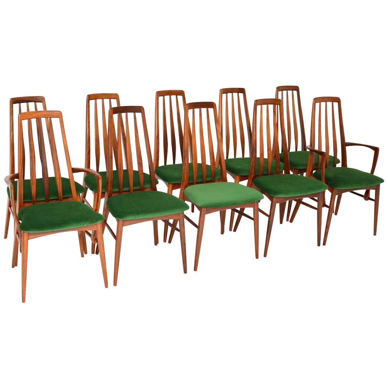 Set of 10 Danish Rosewood Dining Chairs by Niels Koefoed