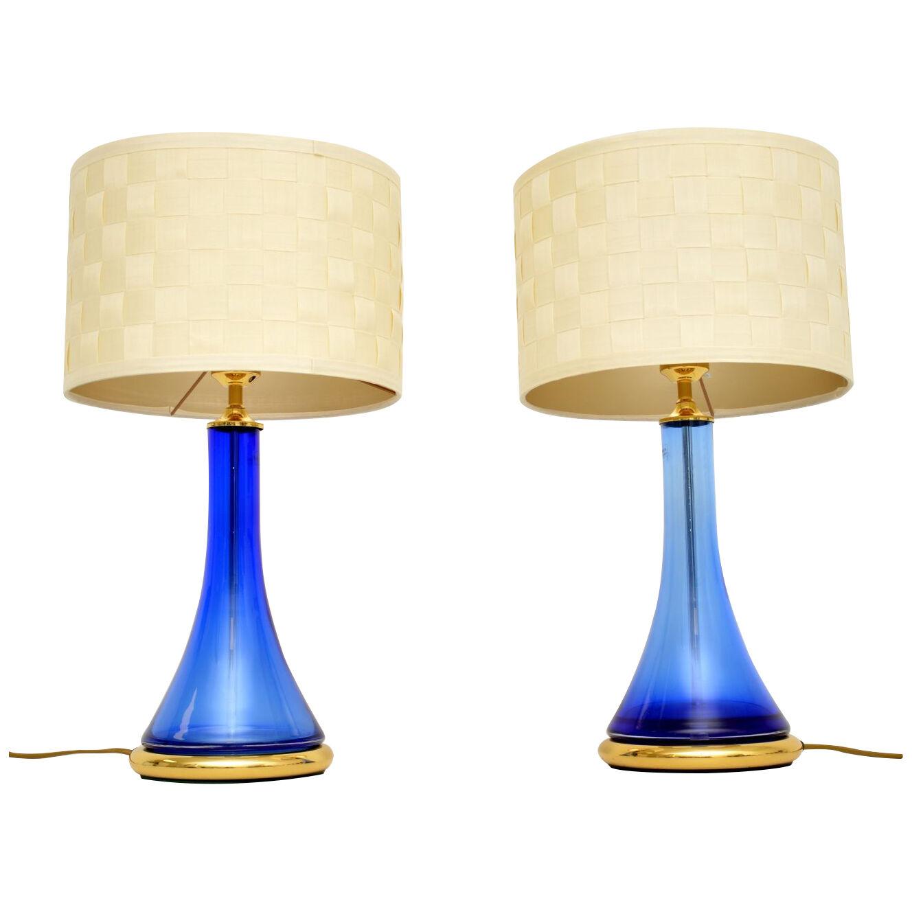 Pair of Vintage German Glass Table Lamps by Nachtmann