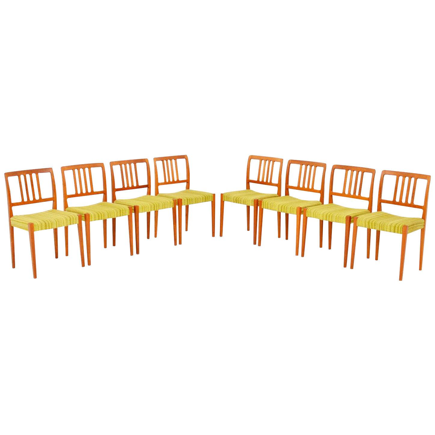 Set of 8 Swedish Teak Vintage Dining Chairs by Nils Jonsson