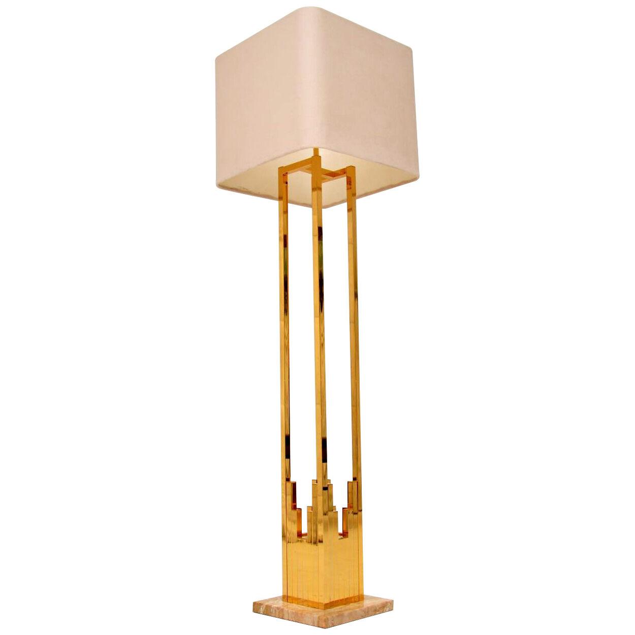 1970's Vintage Italian Brass & Marble Lamp by F. Fabbian