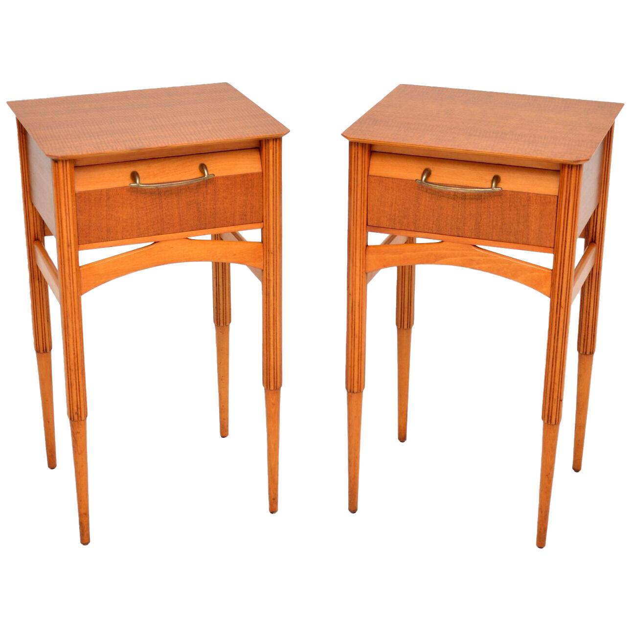 1950's Pair of Satin Wood Side / Bedside Tables