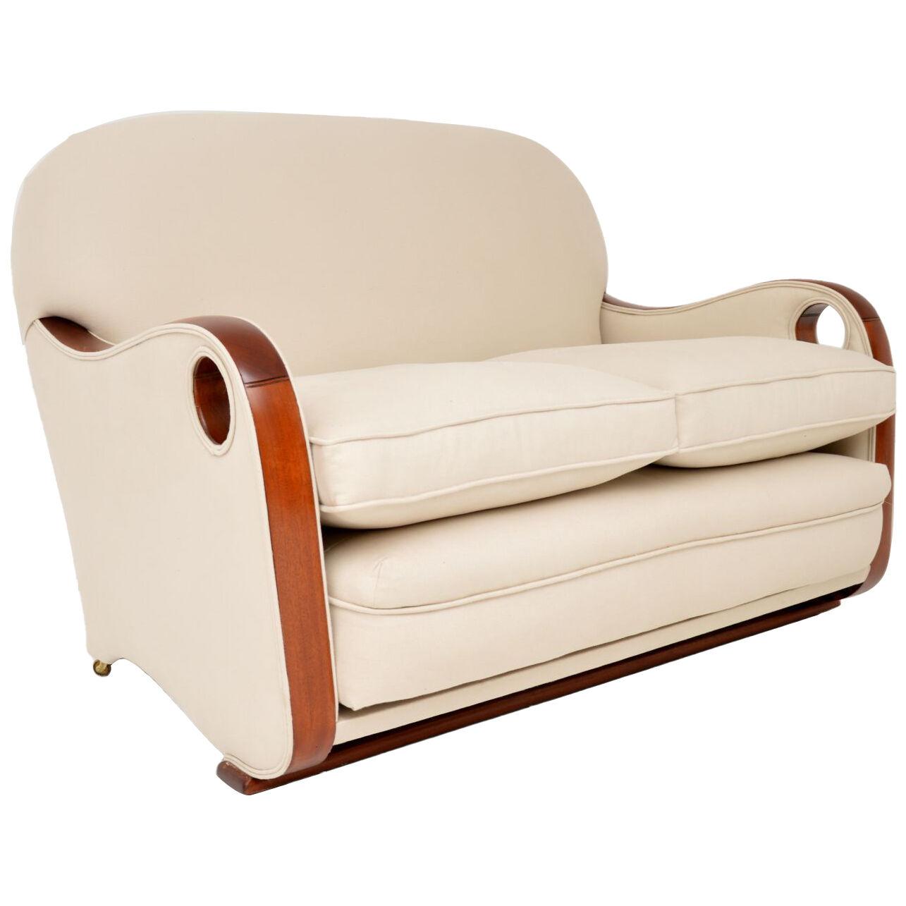 1930's Art Deco Mahogany Two Seat Sofa