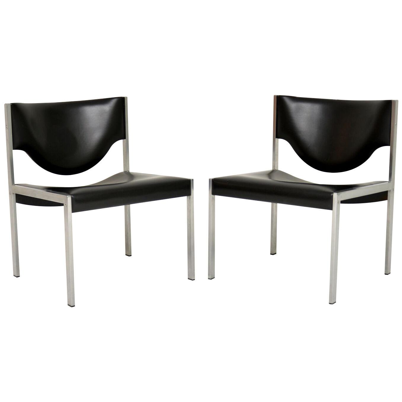 Pair of Vintage Danish Steel Lounge Chairs