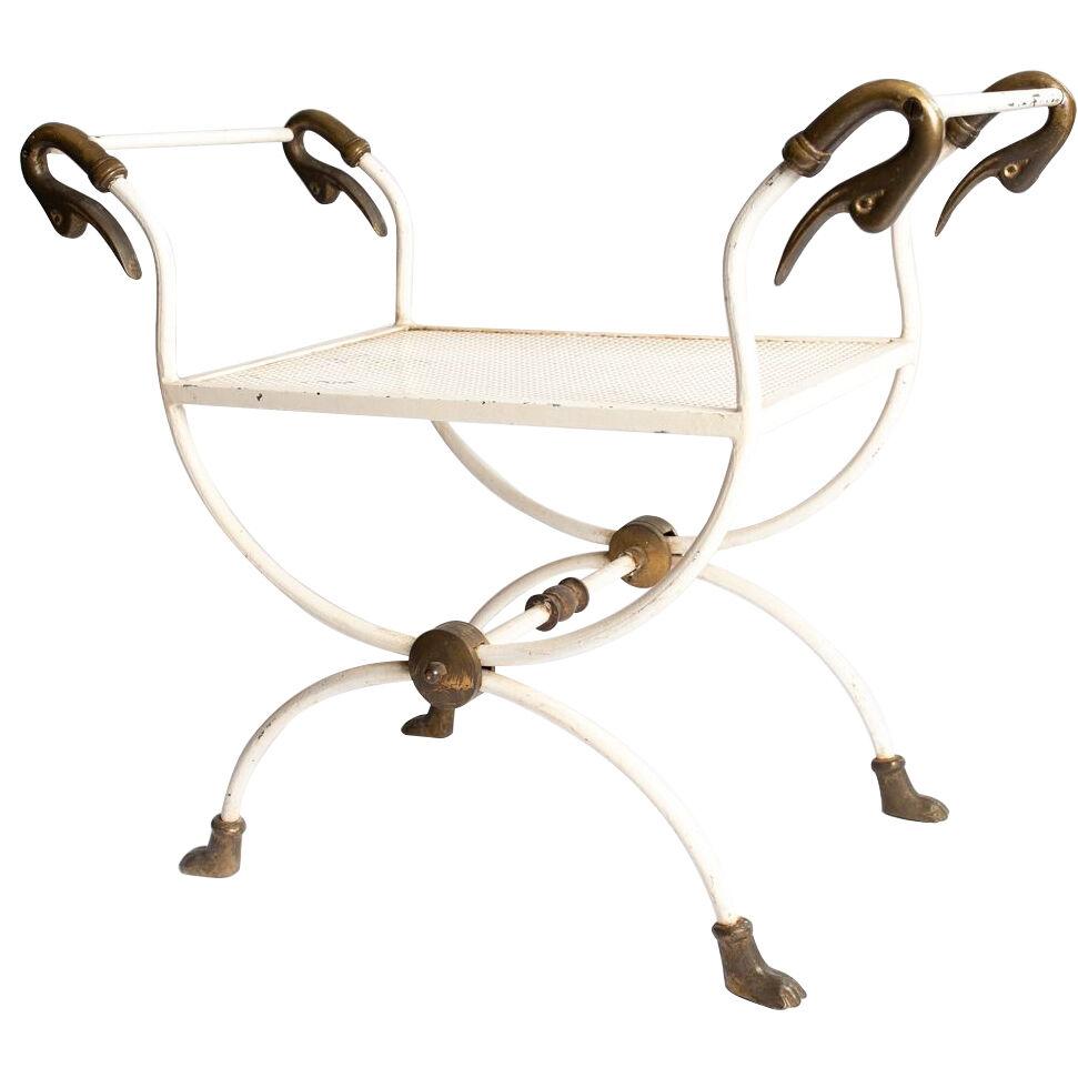 A Maison Charles Metal & Bronzed "Swans" stool