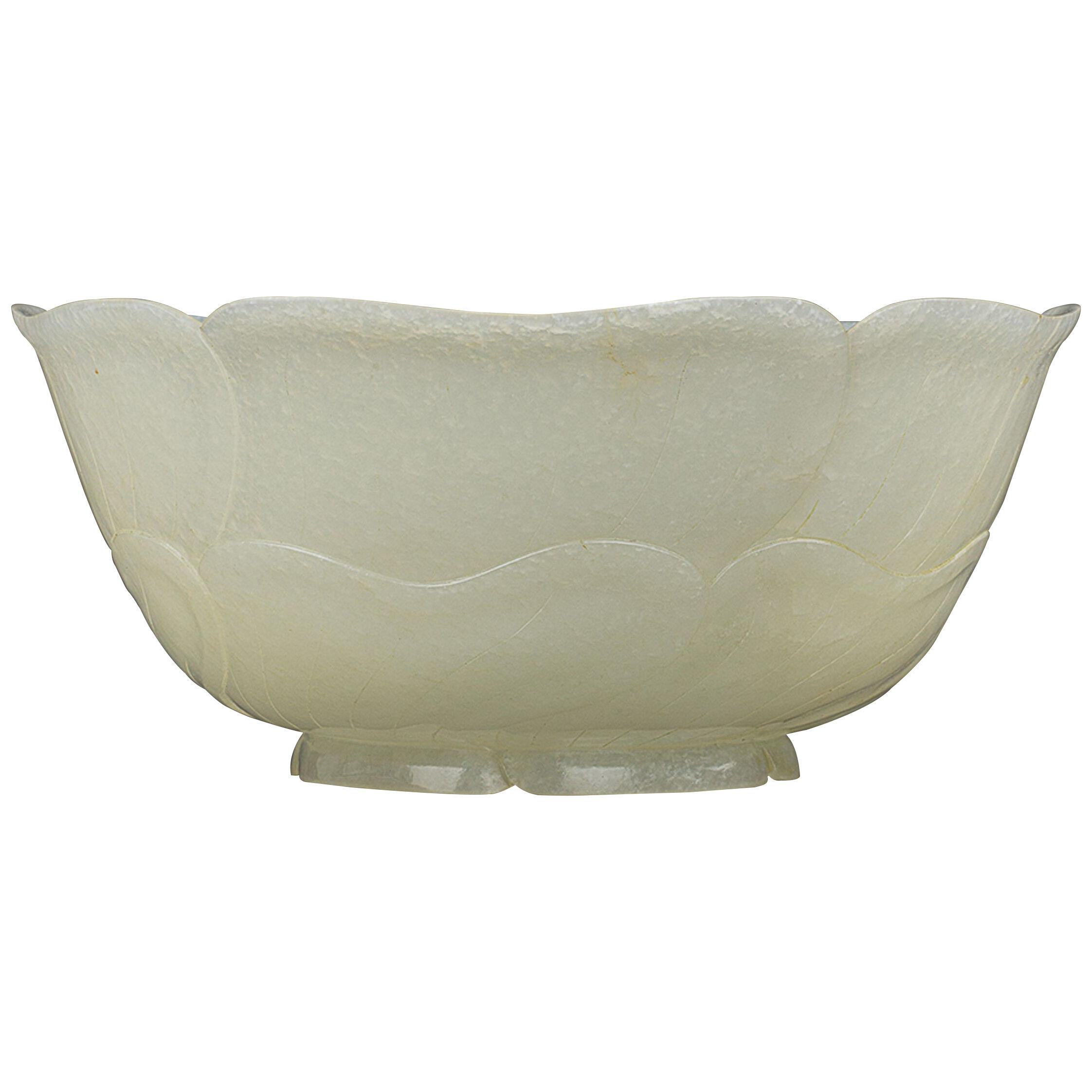 Chinese jade bowl, wan, in the form of a hibiscus flower