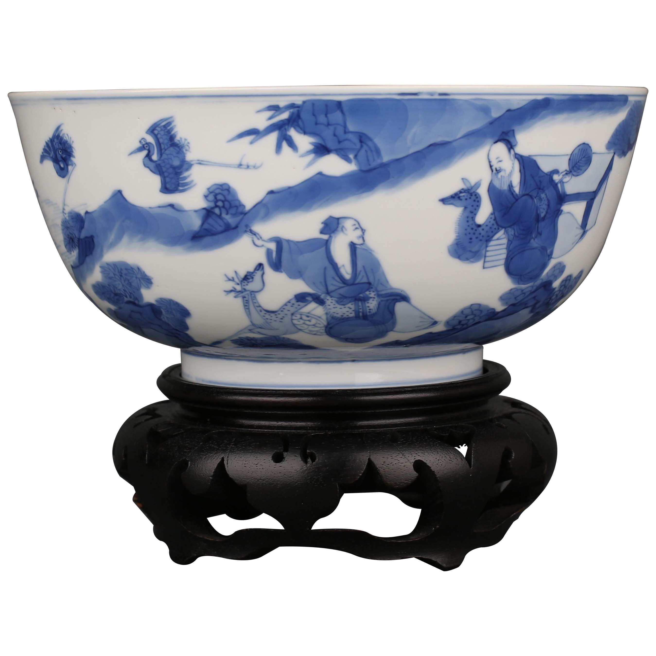 A Chinese porcelain blue and white deep bowl