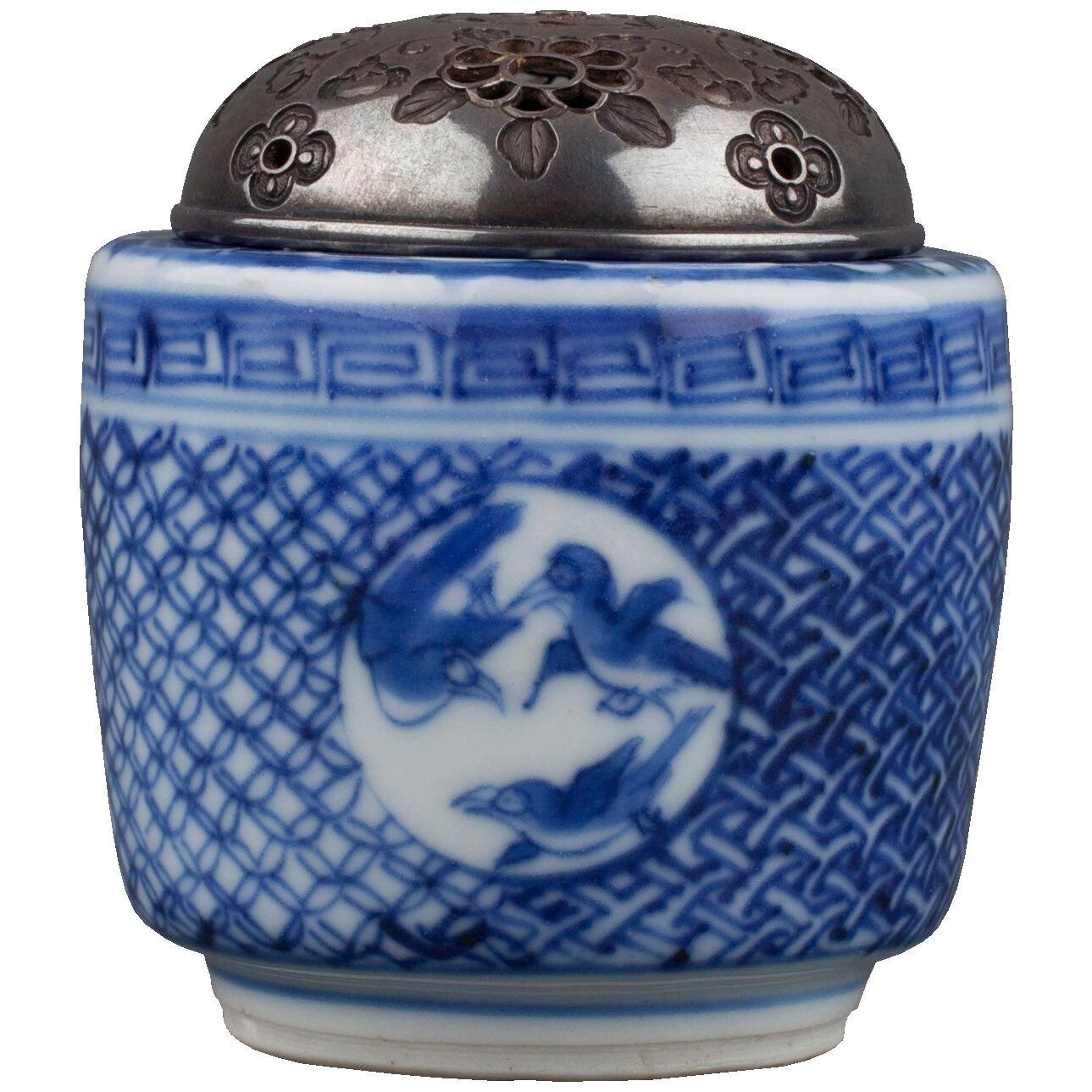 Chinese porcelain blue and white miniature shonzui type censer