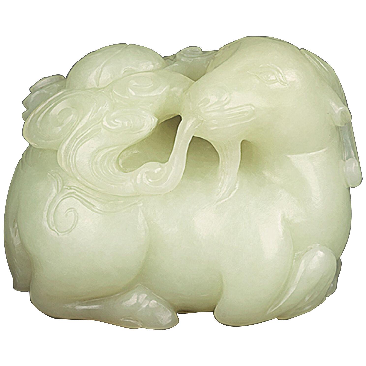 Chinese jade carving of a recumbent ram, yang