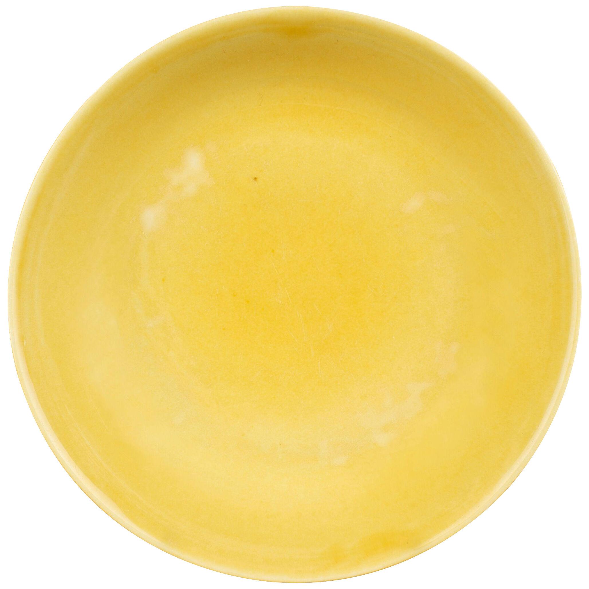A Chinese porcelain Ming imperial yellow saucer dish 