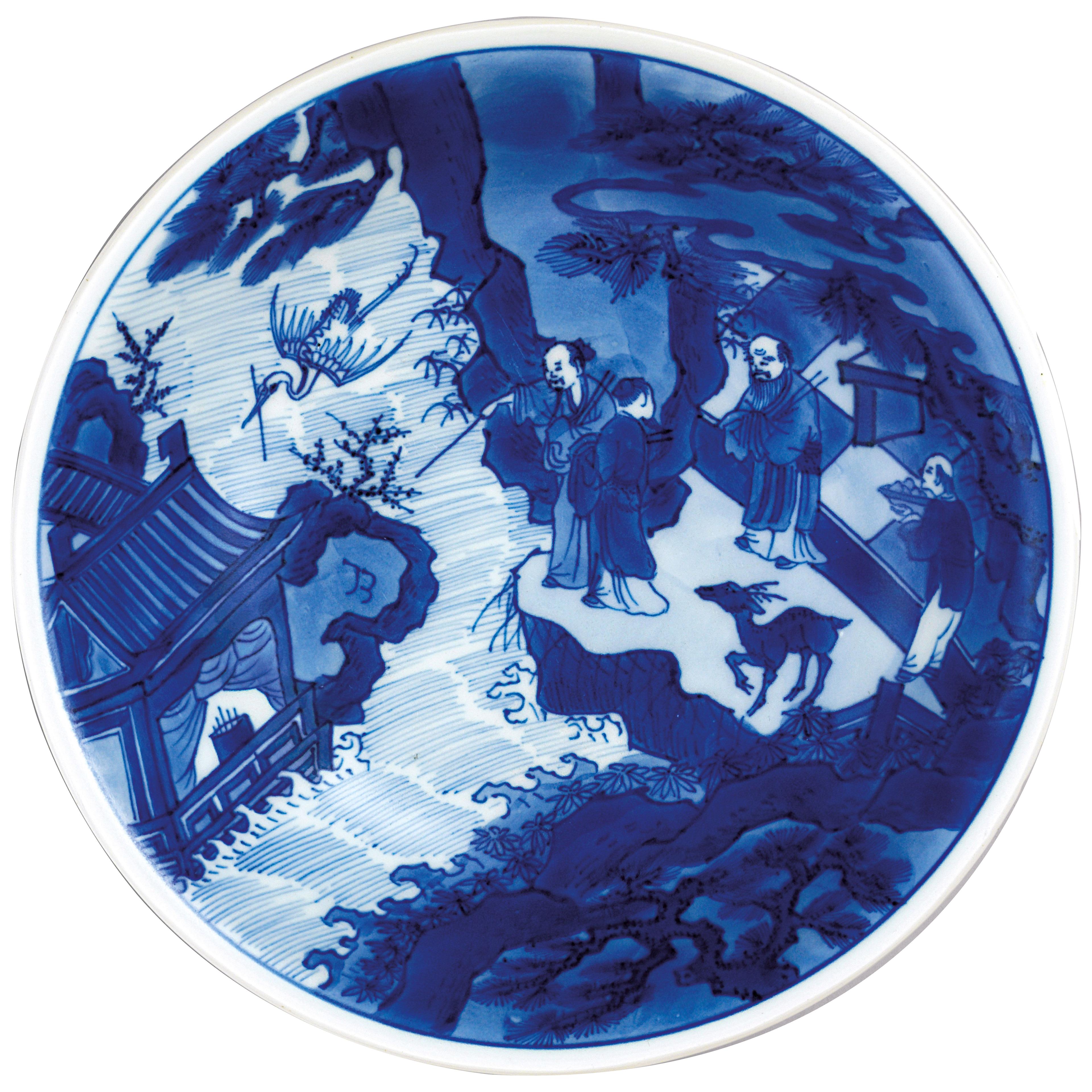 Chinese imperial porcelain blue and white deep dish
