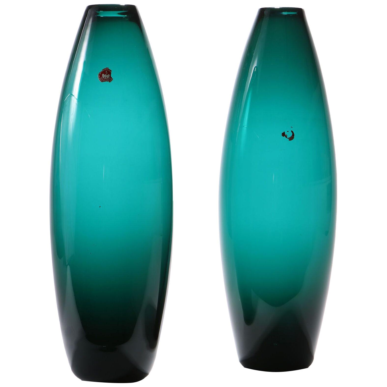 A pair of Holmegaard glass vases