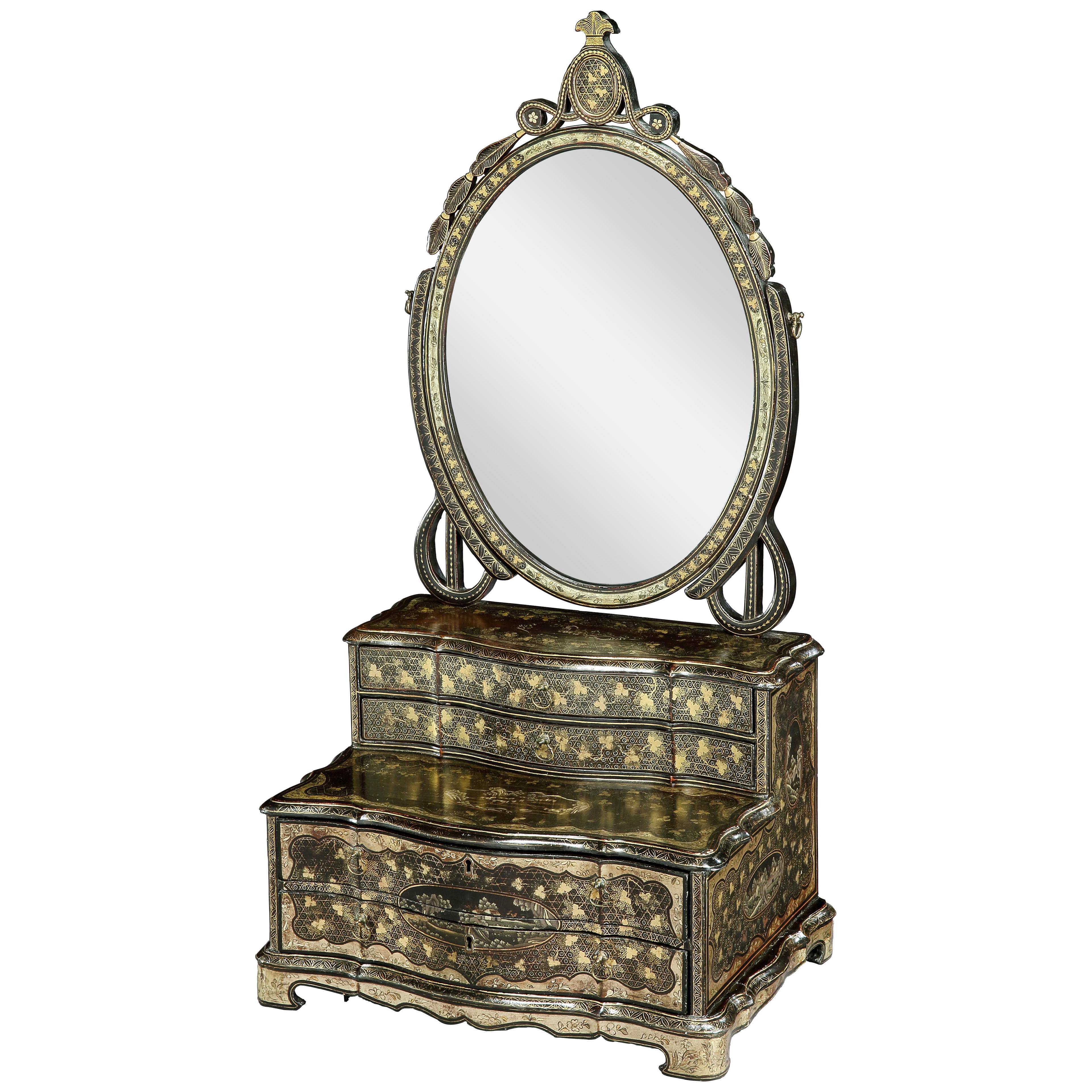 A Chinese export lacquer dressing mirror