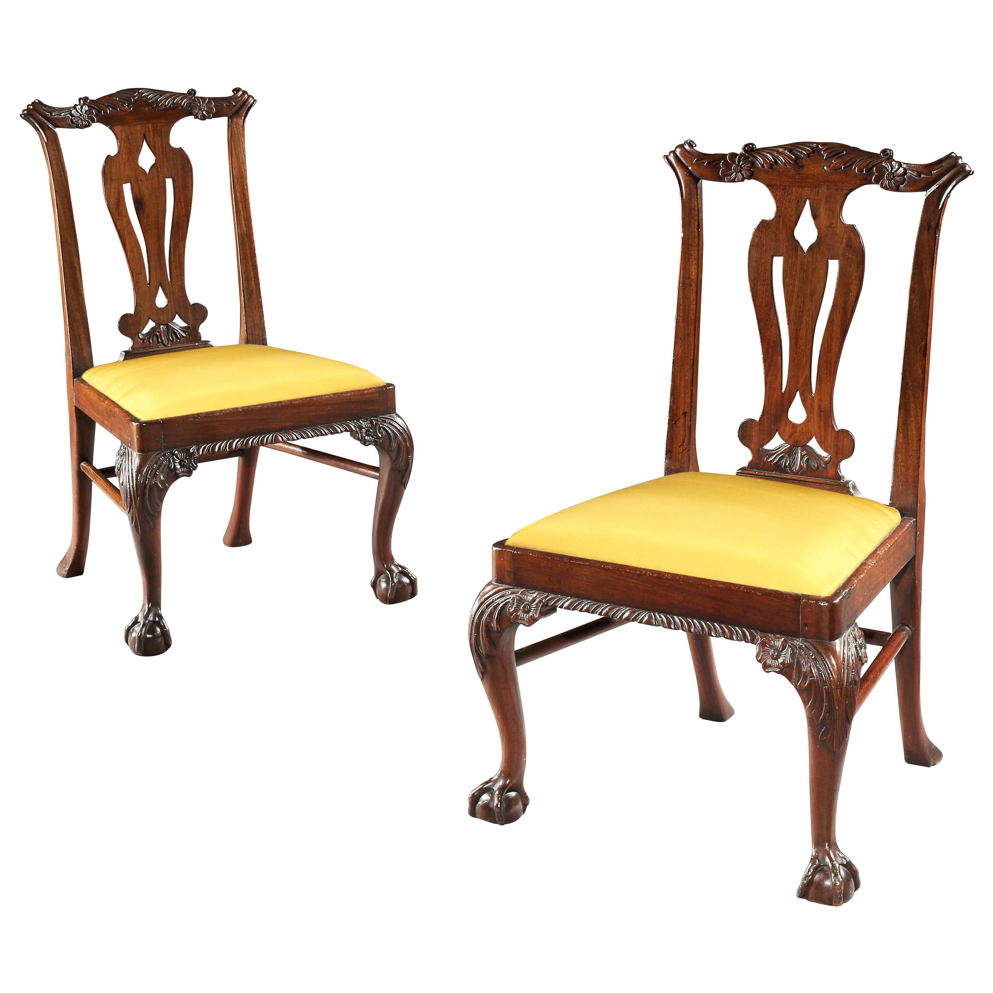 A pair of mid 18th century mahogany side chairs