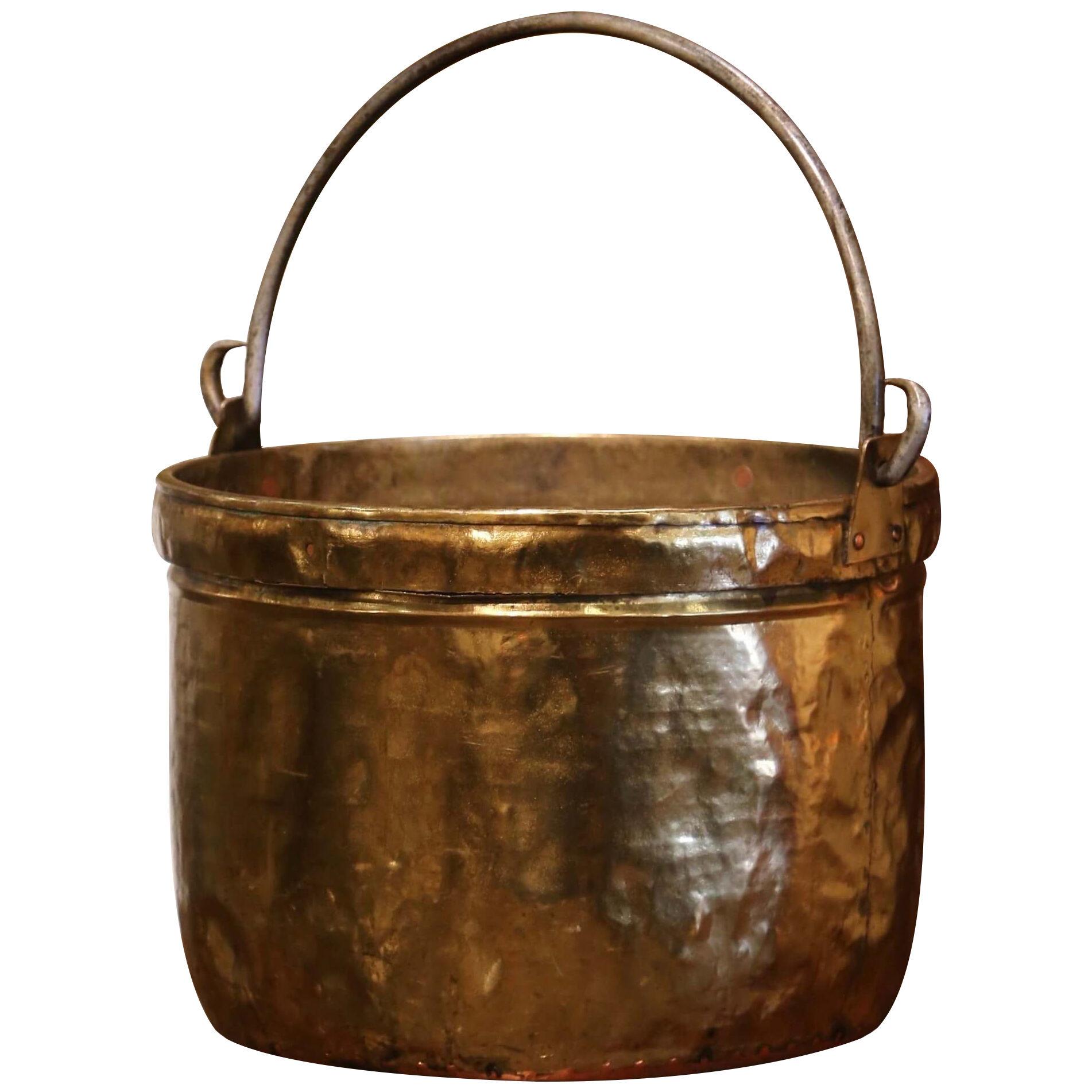 Mid-19th Century French Brass and Wrought Iron Kindling Cache Pot Planter