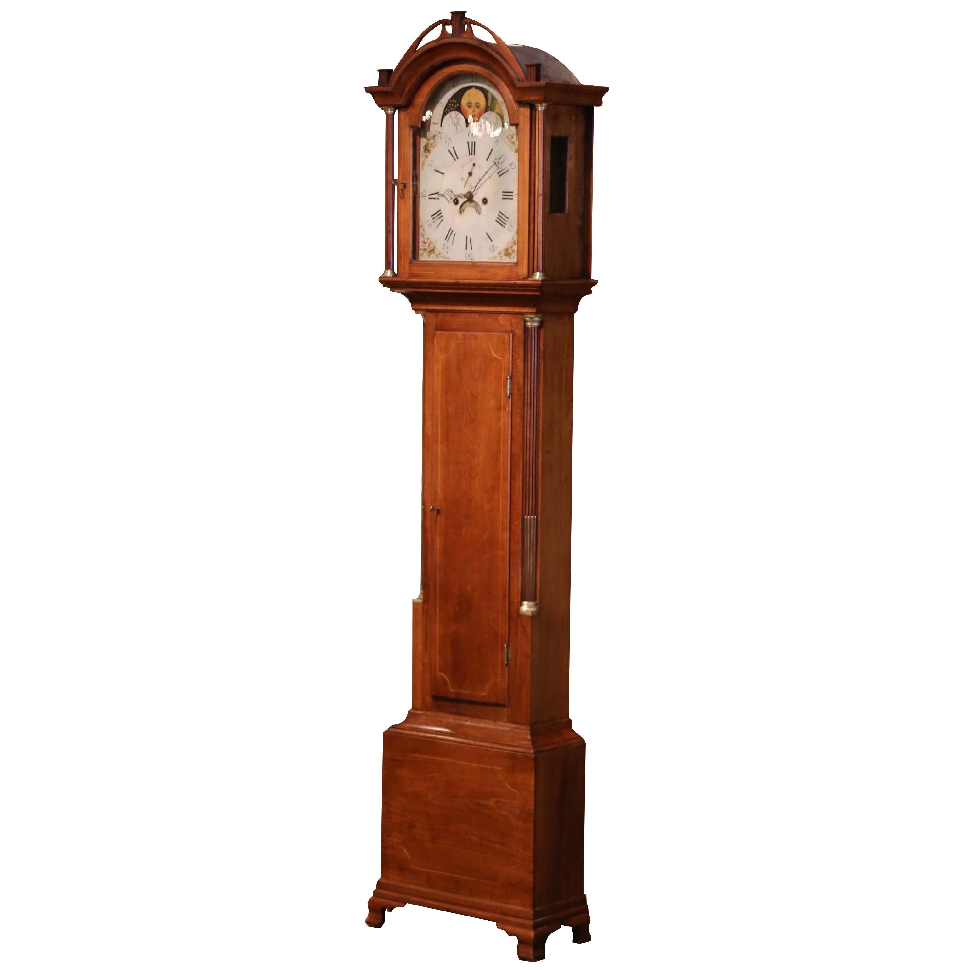 18th Century English Carved Mahogany Tall Case Clock 