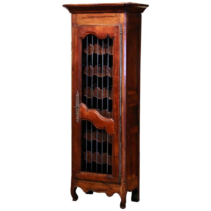 19th Century French Louis XV Carved Walnut Thirty Five Wine Bottles Cabinet