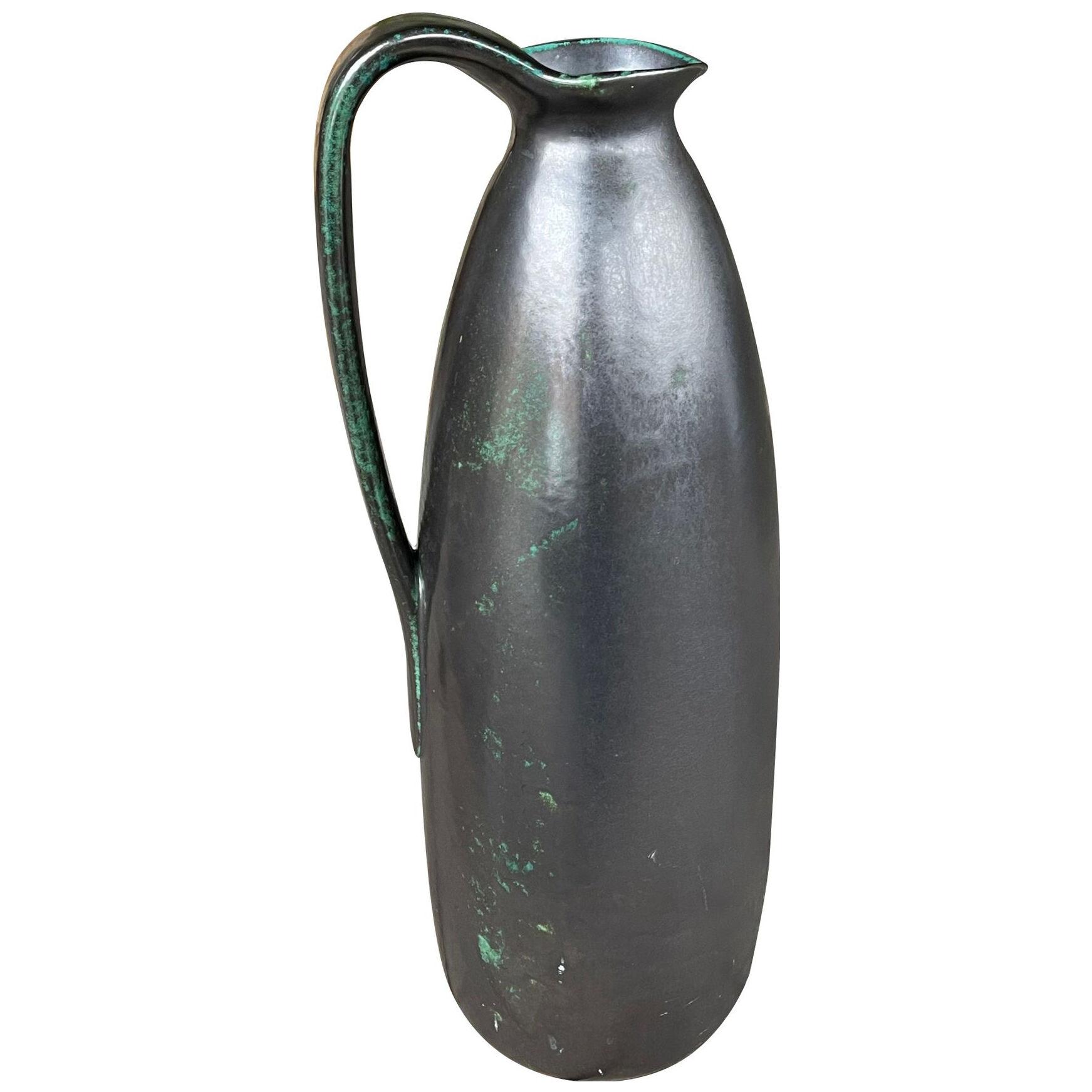 Impressively large 1960's ruscha pottery raku-glazed ewer