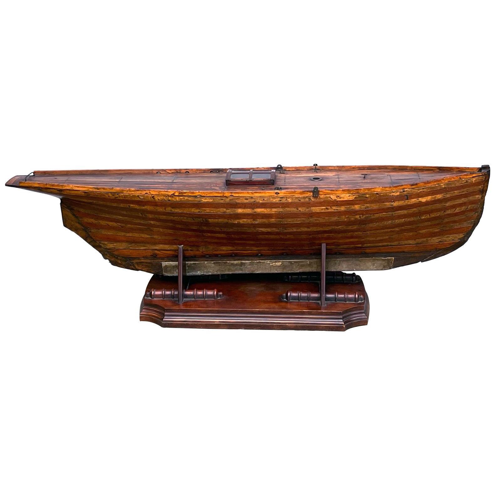 Large 19th century ship model or pond yacht hull