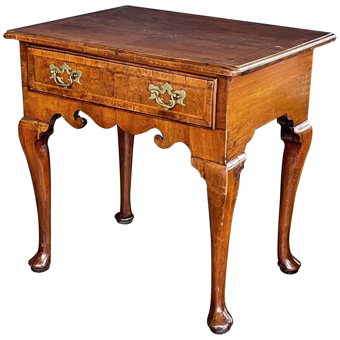 English George II walnut single-drawer lowboy